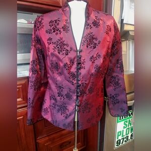 Dress Barn Burgundy Floral Blazer
